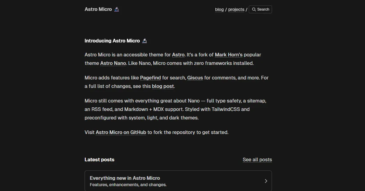 Astro Micro theme.