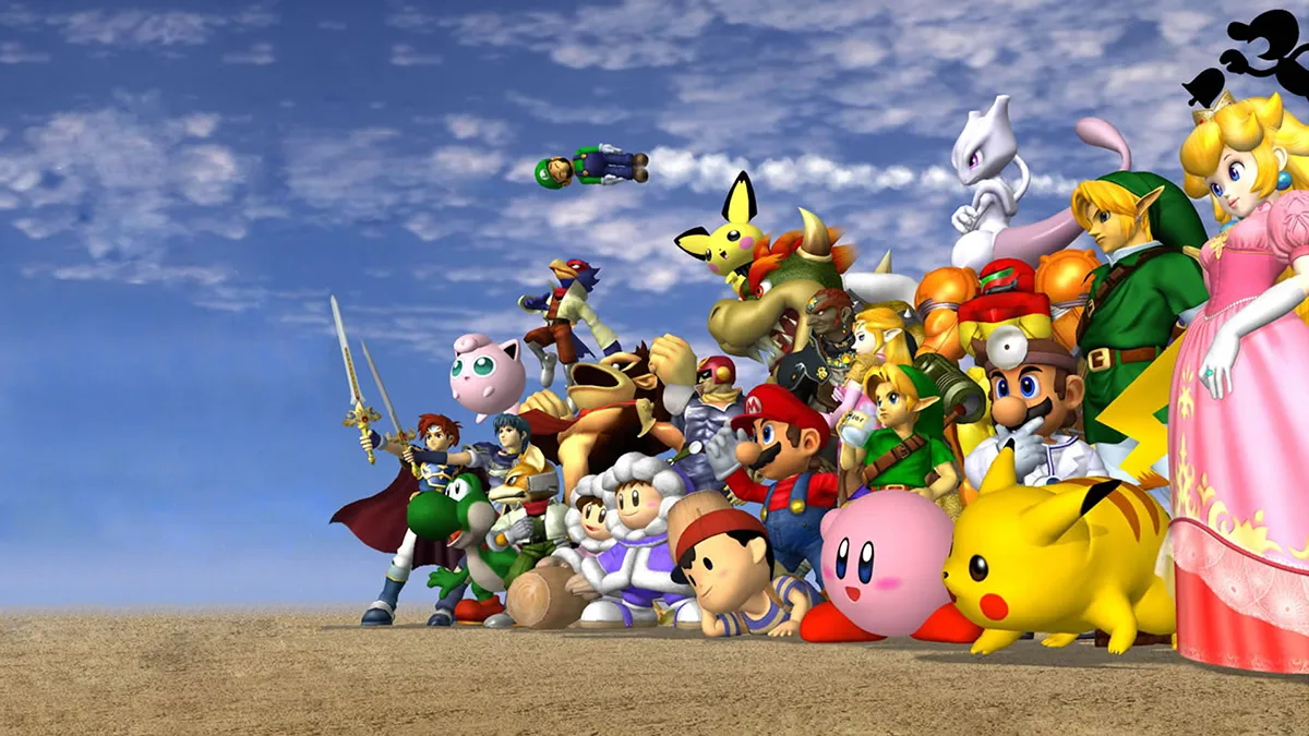 Render of Super Smash Bros. Melee cast of characters.