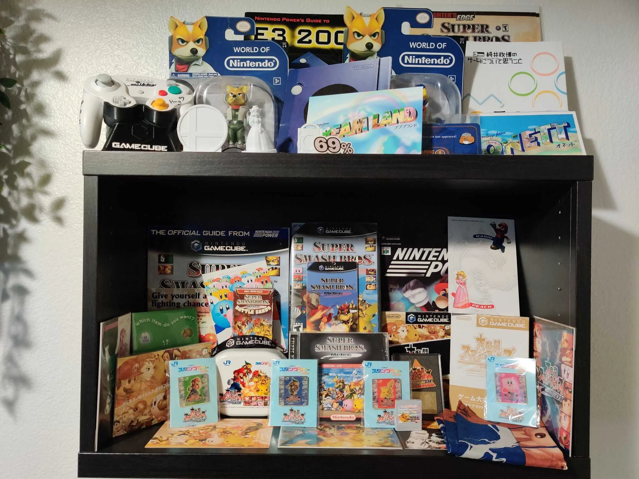 Super Smash Bros. Melee collectable collection displayed.