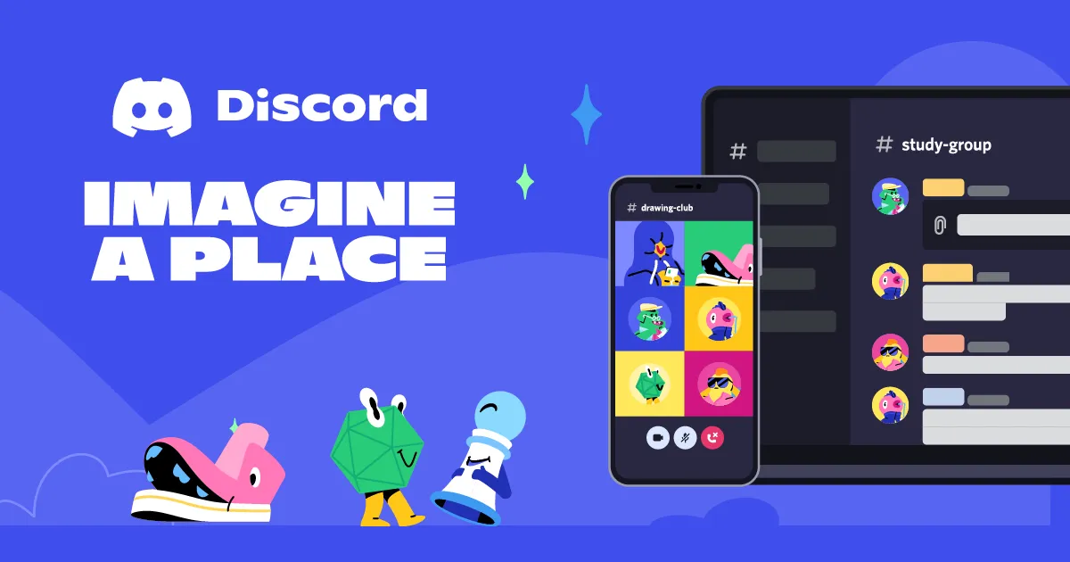 Graphic from Discord's website including the "Imagine a Place" tagline.