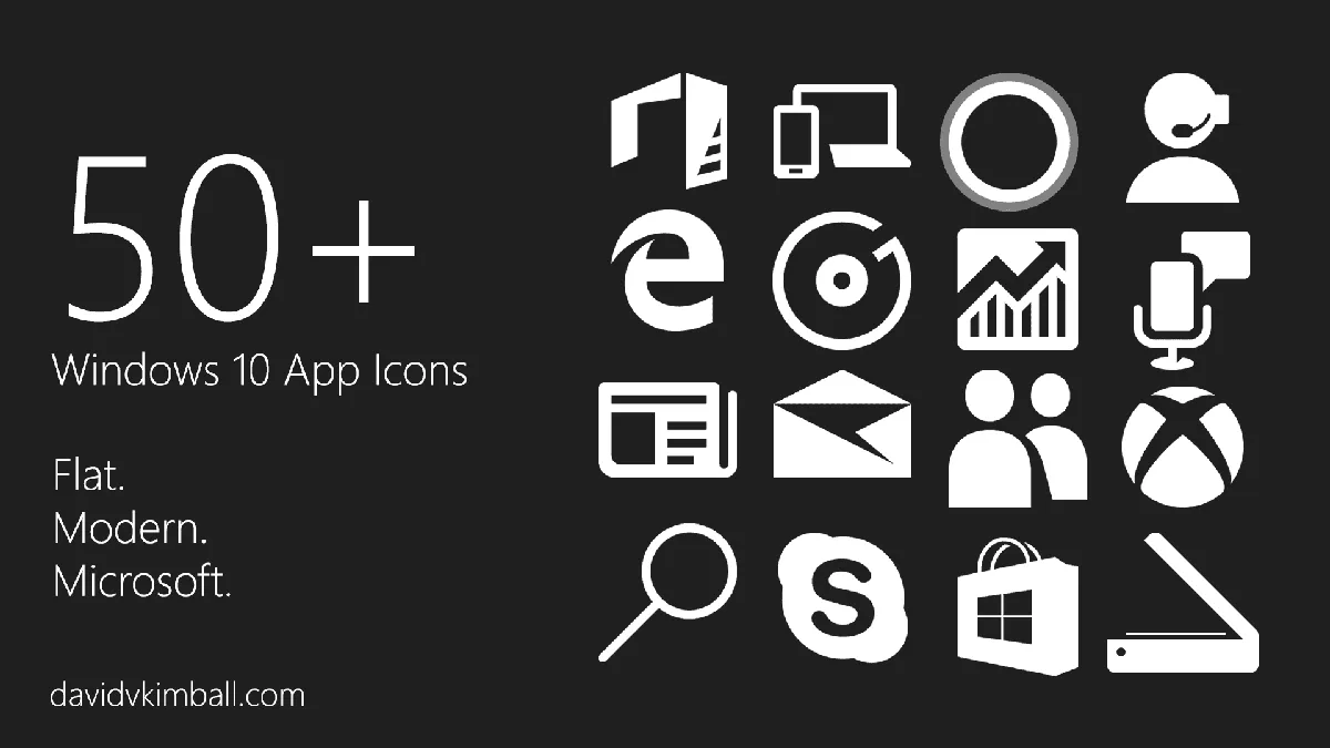 Showcasing a set of Windows 10 icons.