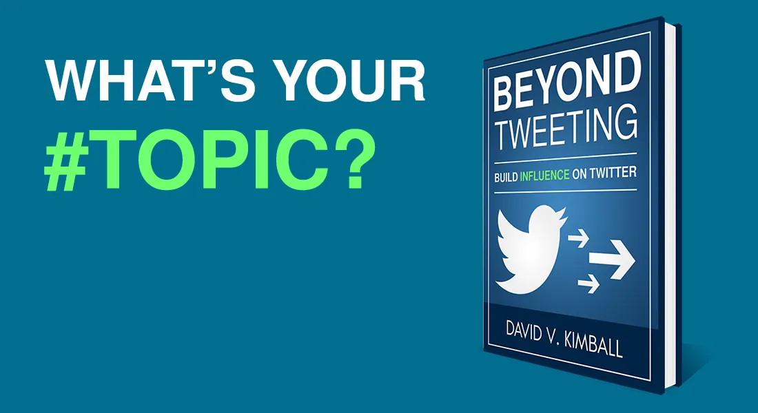 'What's your #Topic?' text next to a render of the Beyond Tweeting book.