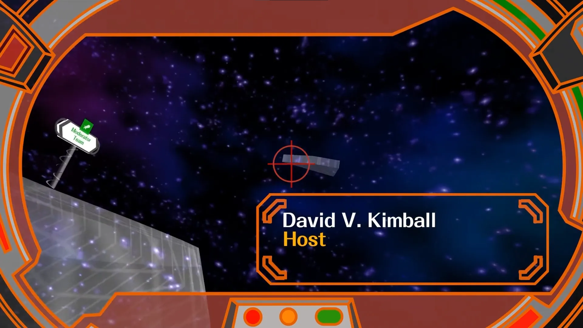 The credits scene with custom HUD and messages.