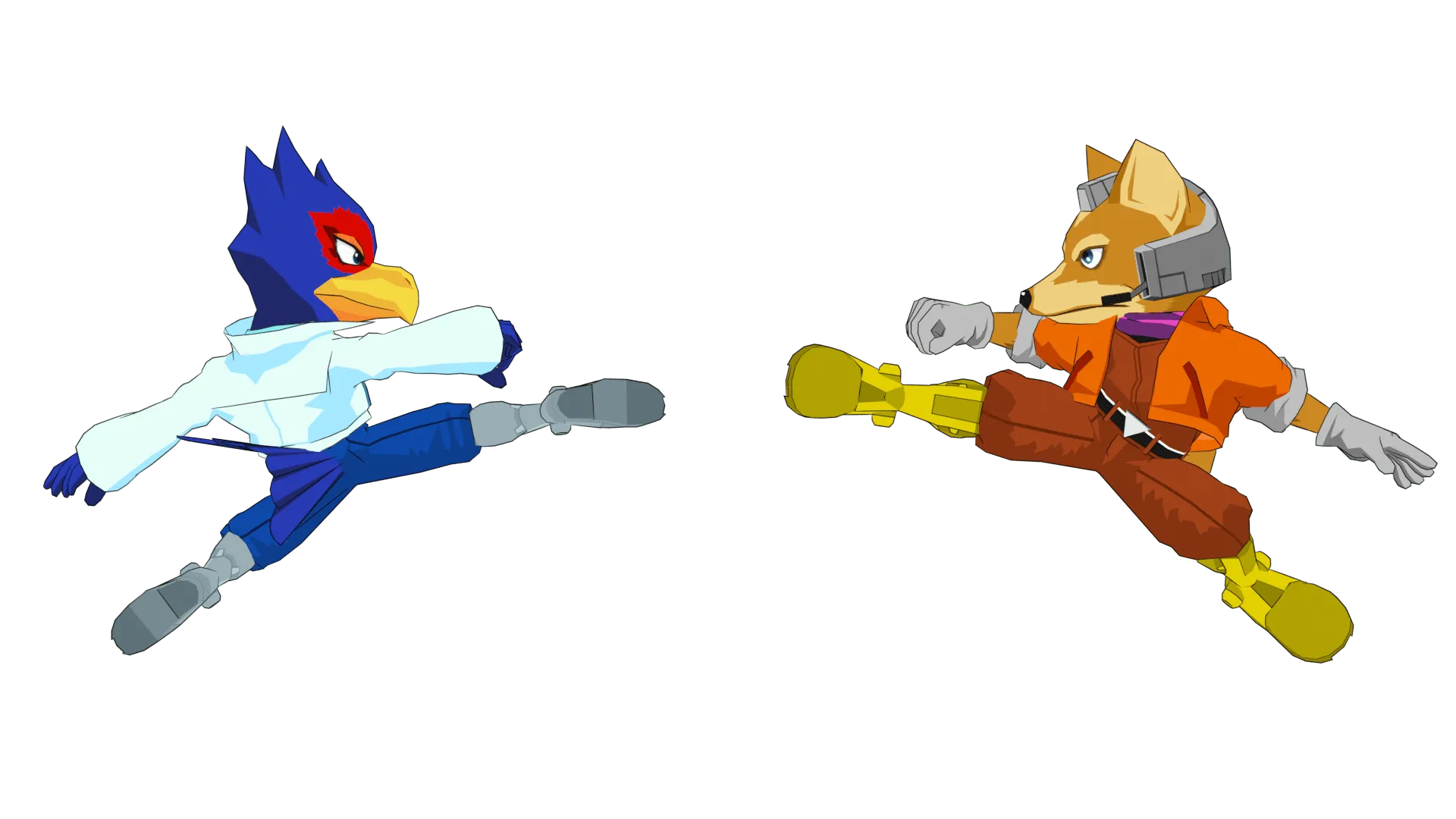 Fox and Falco in the Animelee style with alternative costumes.