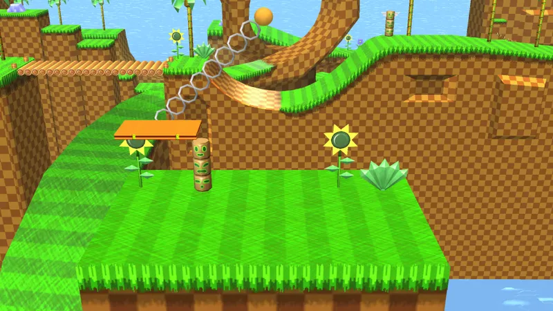 Green Hill Zone stage in Project M.