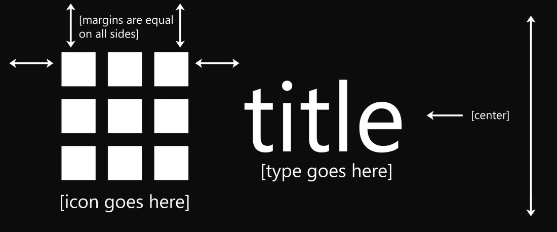 Icon and type layout and positioning.