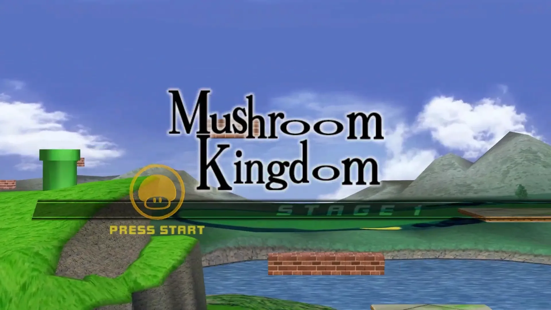 Mushroom Kingdom screenshot from the opening of Adventure Mode.