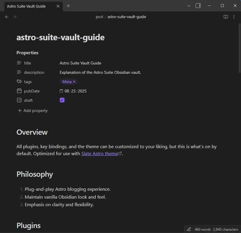 Obsidian note post screenshot