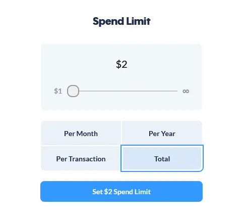 Spend limit screenshot.