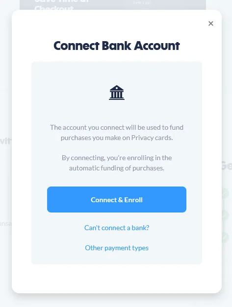 Connect bank account screenshot.