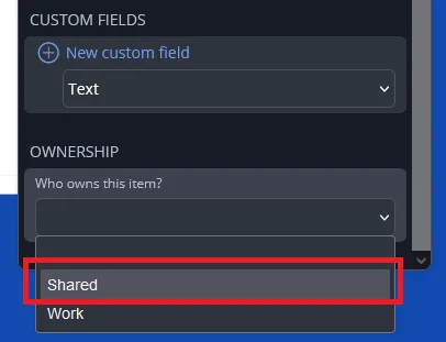 Shared organization selection.