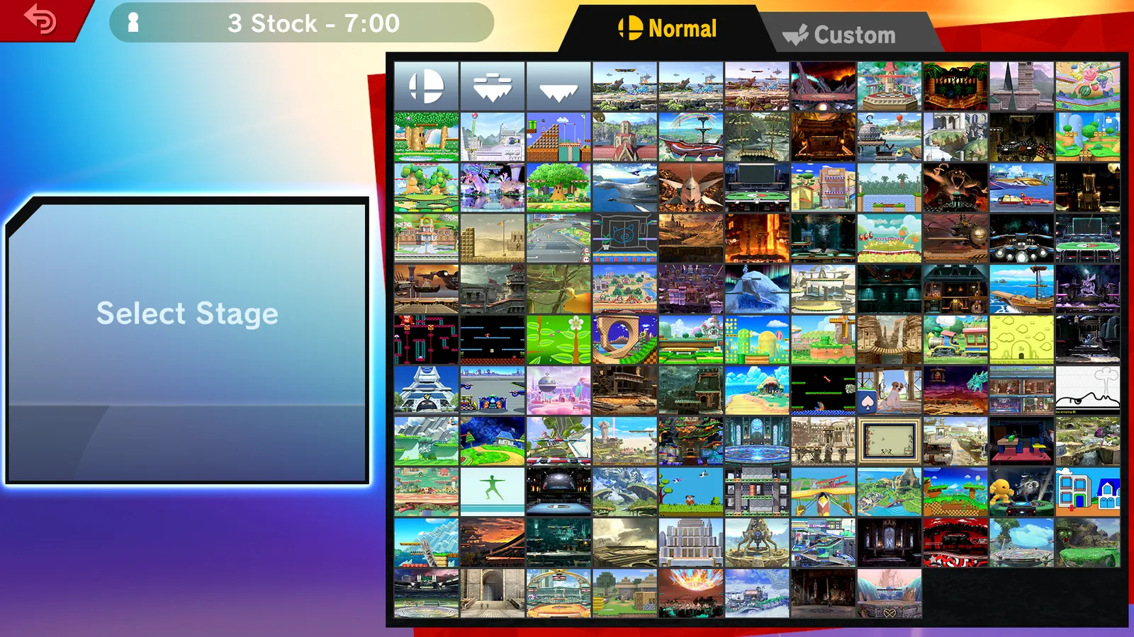 Stage Selection Screen from Super Smash Bros. Ultimate.