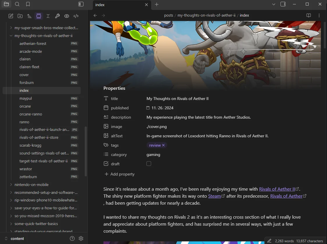 Obsidian note view with banner image and custom icons for properties.