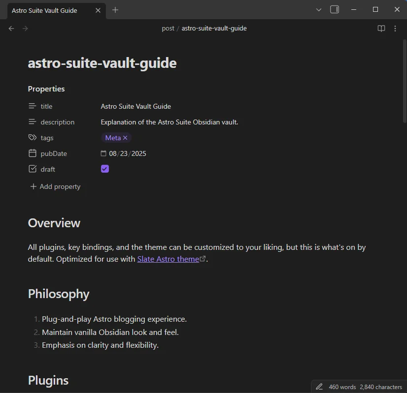 Obsidian note post screenshot