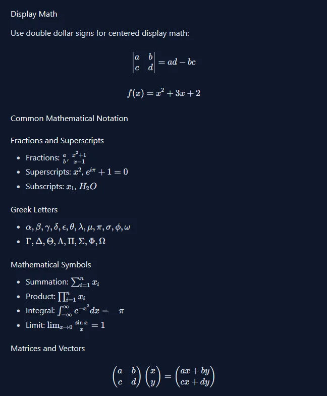 Astro Modular LaTeX math embed options