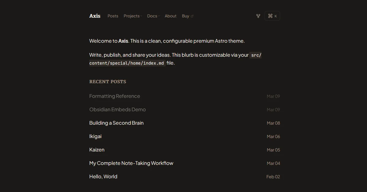 Axis Astro theme