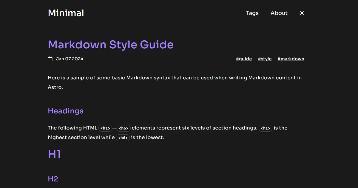 Minimal Astro theme post example.