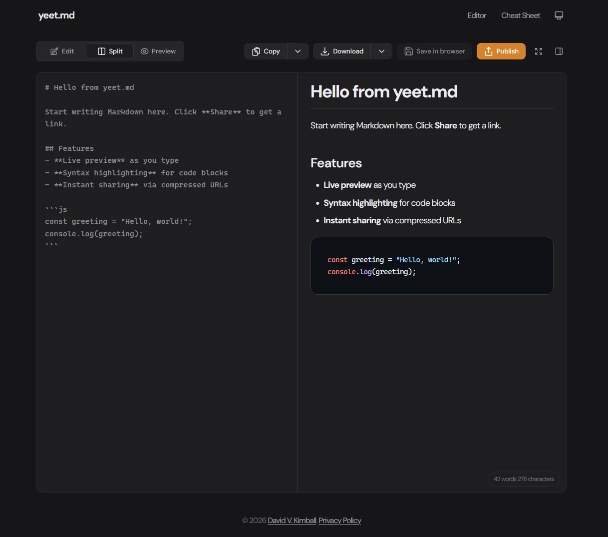 Screenshot of yeet.md