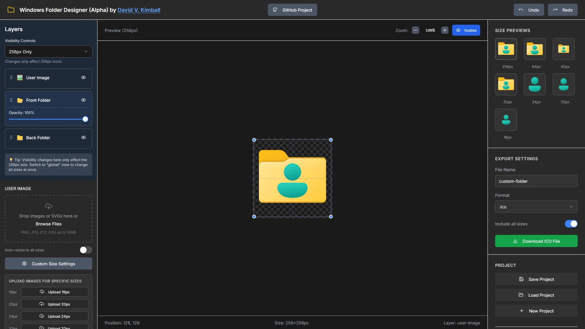 Windows Folder Designer app screenshot.
