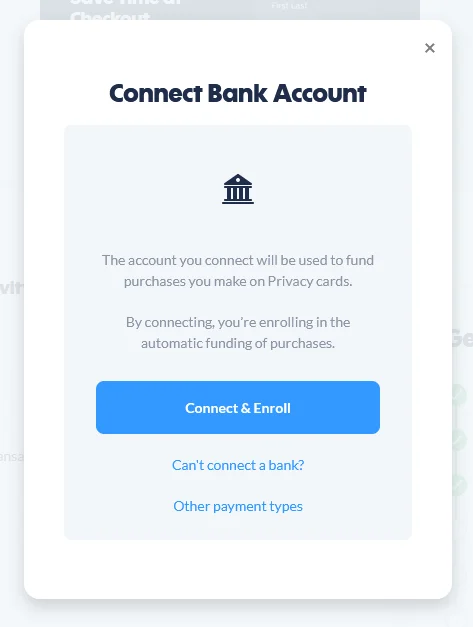 Connect bank account screenshot.