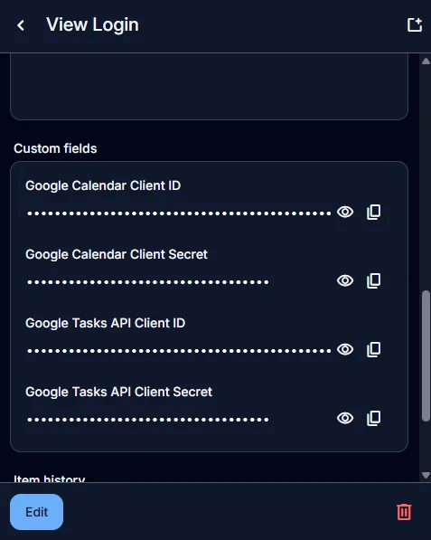 Bitwarden custom fields