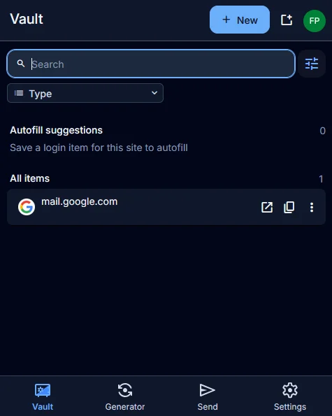 Bitwarden extension showing on Google account