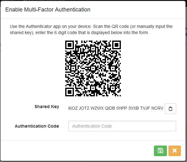 QR code and shared key