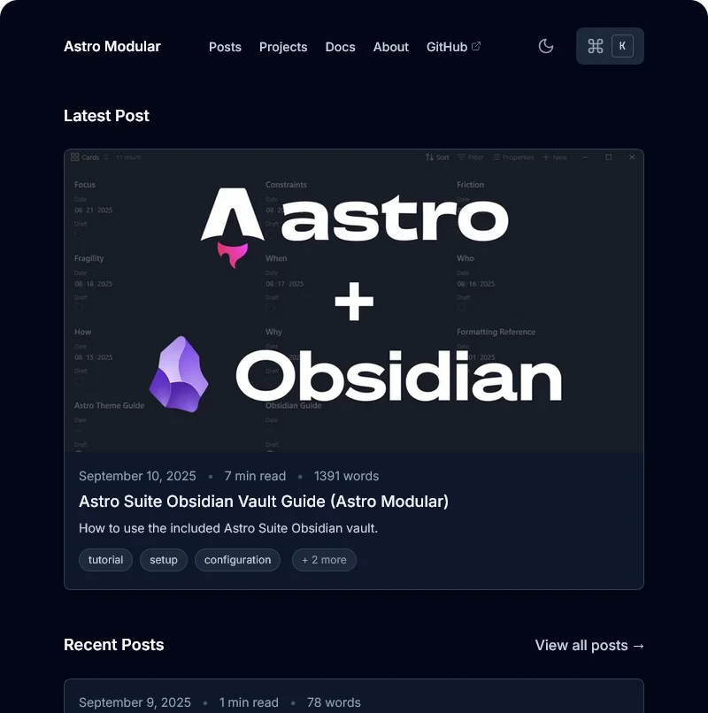 Astro Modular standard design
